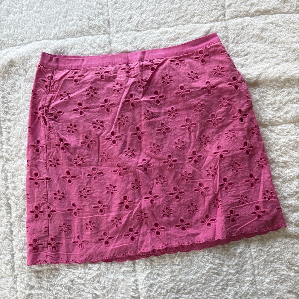 LOFT Pink Eyelet Mini Skirt